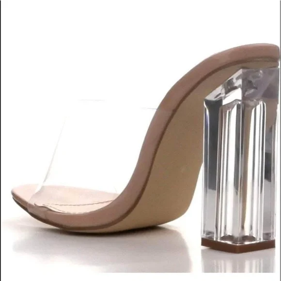 Cape Robbin Clear Chunky Block High Heels - Picture 5 of 6